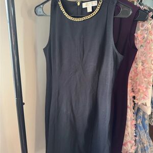 Michael Kors Black Mini Dress with Gold Chain Accent